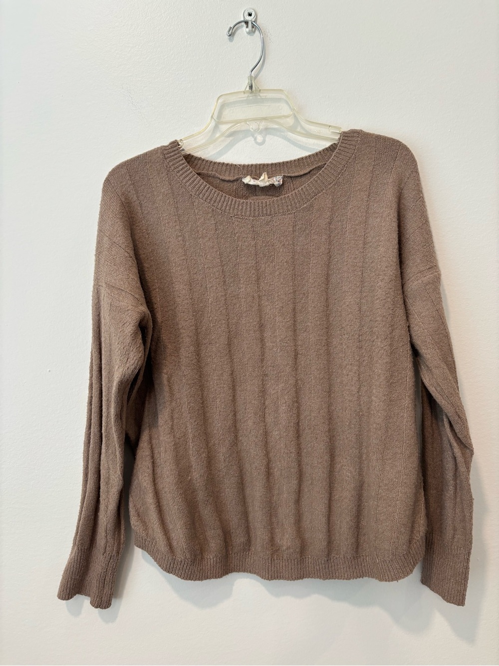 Cozy Taupe Ribbed Crewneck Sweater